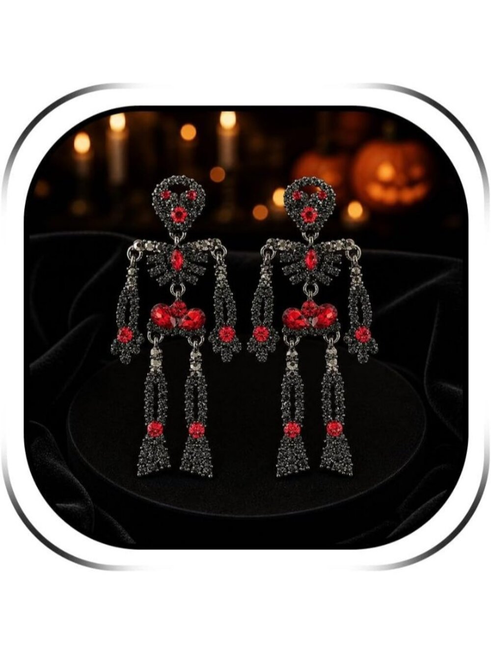 Women's Black Red Dangle Gothic Seasonal Halloween Stylish Skeleton Earrings